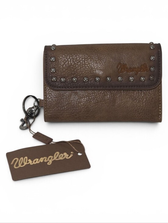 Wrangler Handbags - Wrangler Brown Studded Trifold Wallet Keychain NWT Western Cowgirl Boho Nwt